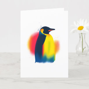 Kleurrijke Spray Paint Penguin Silhouette Kaart