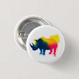 Kleurrijke Spray Paint Rhinoceros Ronde Button