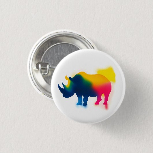 Kleurrijke Spray Paint Rhinoceros Ronde Button (Voorkant /achterkant)