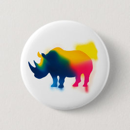 Kleurrijke Spray Paint Rhinoceros Ronde Button