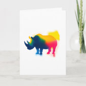 Kleurrijke Spray Paint Rhinoceros Silhouette Kaart (Voorkant)