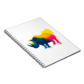 Kleurrijke Spray Paint Rhinoceros Silhouette Notitieboek (Rechterzijde)