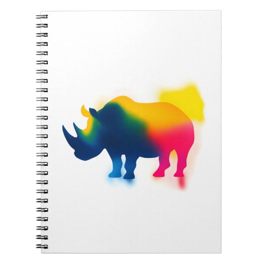 Kleurrijke Spray Paint Rhinoceros Silhouette Notitieboek (Voorkant)