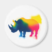Kleurrijke Spray Paint Rhinoceros Silhouette Ronde