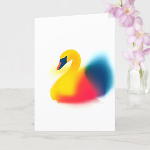 Kleurrijke Spray Paint Swan Silhouette Kaart