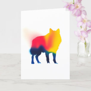 Kleurrijke Spray Paint Wolf Silhouette Kaart