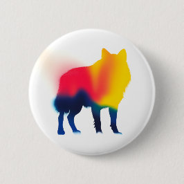 Kleurrijke Spray Paint Wolf Silhouette Ronde Butto Button 3,2 Cm