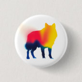 Kleurrijke Spray Paint Wolf Silhouette Ronde Butto Ronde Button 3,2 Cm (Voorkant)