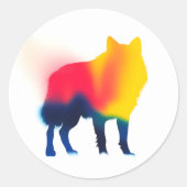 Kleurrijke Spray Paint Wolf Silhouette Stickers (Voorkant)