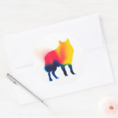 Kleurrijke Spray Paint Wolf Silhouette Stickers (Envelop)