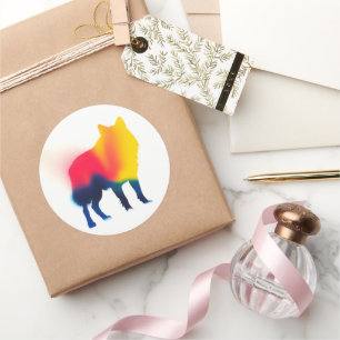 Kleurrijke Spray Paint Wolf Silhouette Stickers