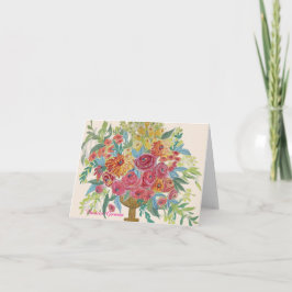 Kleurrijke Spray van Bloemen Arrangement Opmerking Feestdagen Kaart