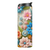 Kleurrijke Spring 3D Felt Floral Art Custom Name Thermosbeker (Gedraaid links)