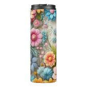 Kleurrijke Spring 3D Felt Floral Art Custom Name Thermosbeker (Achterkant)