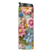 Kleurrijke Spring 3D Felt Floral Art Custom Name Thermosbeker (Geroteerd rechts)