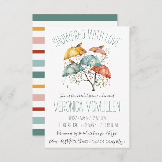 Kleurrijke Spring Birds en Paraplu's Vrijgezellenf Kaart (Voorkant / Achterkant)