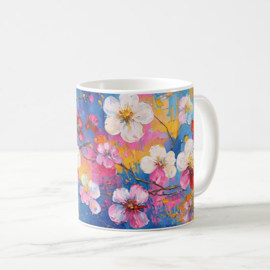 Kleurrijke Spring Flower Print Keramische Mok (Voorkant rechts)