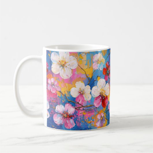 Kleurrijke Spring Flower Print Keramische Mok (Links)