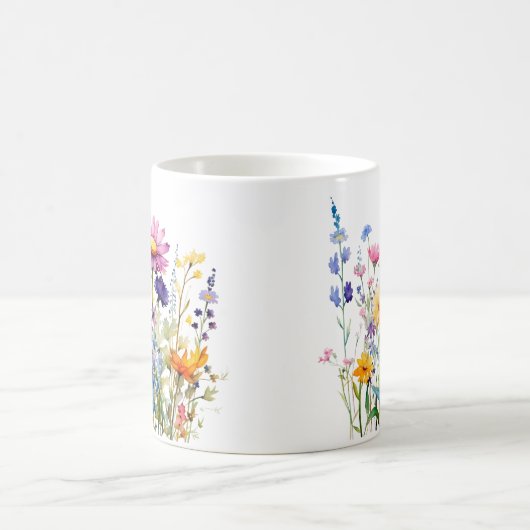 Kleurrijke Spring Flower Waterverf Pattern Koffiemok (Center)