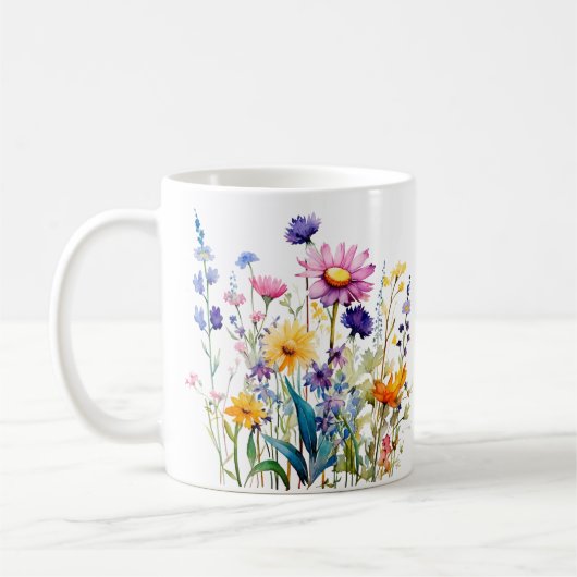Kleurrijke Spring Flower Waterverf Pattern Koffiemok (Links)