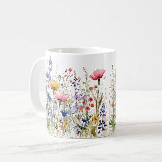 Kleurrijke Spring Flower Waterverf Pattern Koffiemok (Voorkant links)