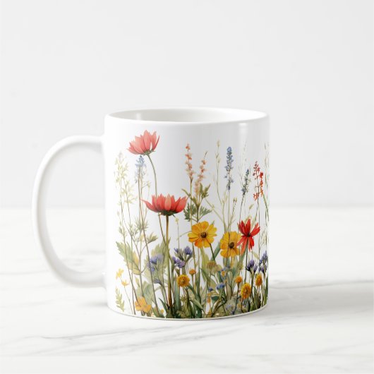 Kleurrijke Spring Flower Waterverf Pattern Koffiemok (Links)