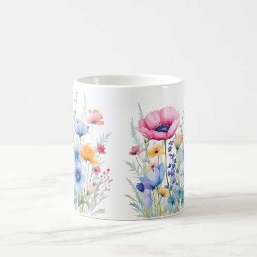 Kleurrijke Spring Flower Waterverf Pattern Koffiemok (Center)