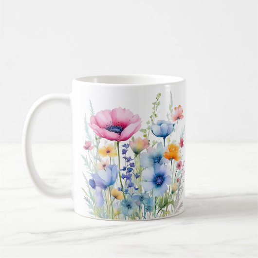 Kleurrijke Spring Flower Waterverf Pattern Koffiemok (Links)