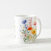 Kleurrijke Spring Flower Waterverf Pattern Koffiemok (Voorkant rechts)