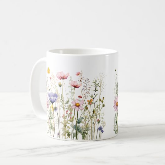 Kleurrijke Spring Flower Waterverf Pattern Koffiemok (Voorkant links)