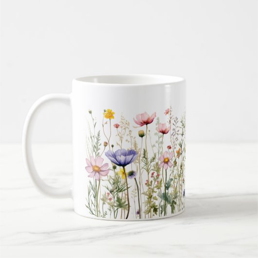 Kleurrijke Spring Flower Waterverf Pattern Koffiemok (Links)
