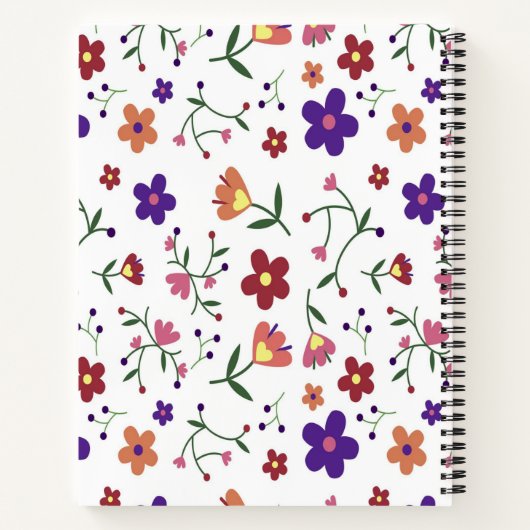 Kleurrijke Spring Flower Waterverf Pattern Notitieboek (Achterkant)