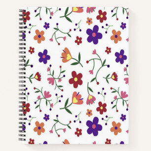 Kleurrijke Spring Flower Waterverf Pattern Notitieboek