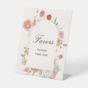 Kleurrijke Spring Flowers Arch Favors Reclamebord Met Voetstuk