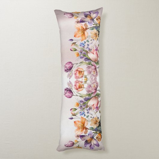 Kleurrijke Spring Flowers Body Pillow Lichaamskussen (Achterkant (Verticaal))