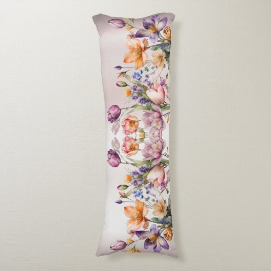 Kleurrijke Spring Flowers Body Pillow Lichaamskussen (Voorkant Verticaal)