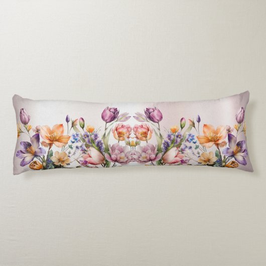 Kleurrijke Spring Flowers Body Pillow Lichaamskussen (Achterkant)