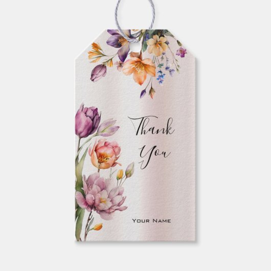 Kleurrijke Spring Flowers Gift Label Cadeaulabel (Voorkant)