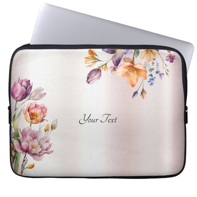 Kleurrijke Spring Flowers Laptop Sleeve (Voorkant)