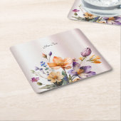 Kleurrijke Spring Flowers Paper Onderzetter (Schuin)