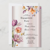 Kleurrijke Spring Flowers Verloving Uitnodiging (Voorkant)