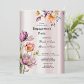 Kleurrijke Spring Flowers Verloving Uitnodiging (Staand voorkant)