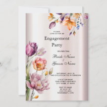 Kleurrijke Spring Flowers Verloving Uitnodiging