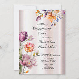 Kleurrijke Spring Flowers Verloving Uitnodiging