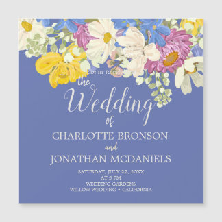 Kleurrijke Spring Flowers Wedding Invitation Kaart Magnetische Uitnodiging