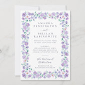 Kleurrijke Spring Paarse Lavendel Bloemen bruiloft Kaart (Voorkant)