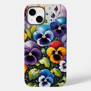 Kleurrijke Spring Pansies en Pareltjes Case-Mate iPhone 14 Hoesje