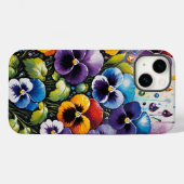 Kleurrijke Spring Pansies en Pareltjes Case-Mate iPhone Case (Achterkant (horizontaal))