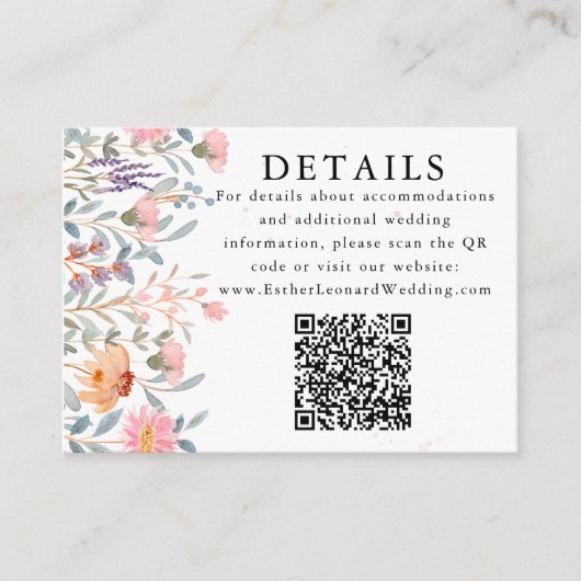 Kleurrijke Spring Photo Wildflower QR Code Details Informatiekaartje (Voorkant)