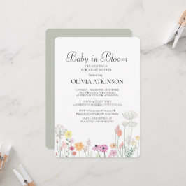 Kleurrijke Spring Wildflower Baby shower Kaart